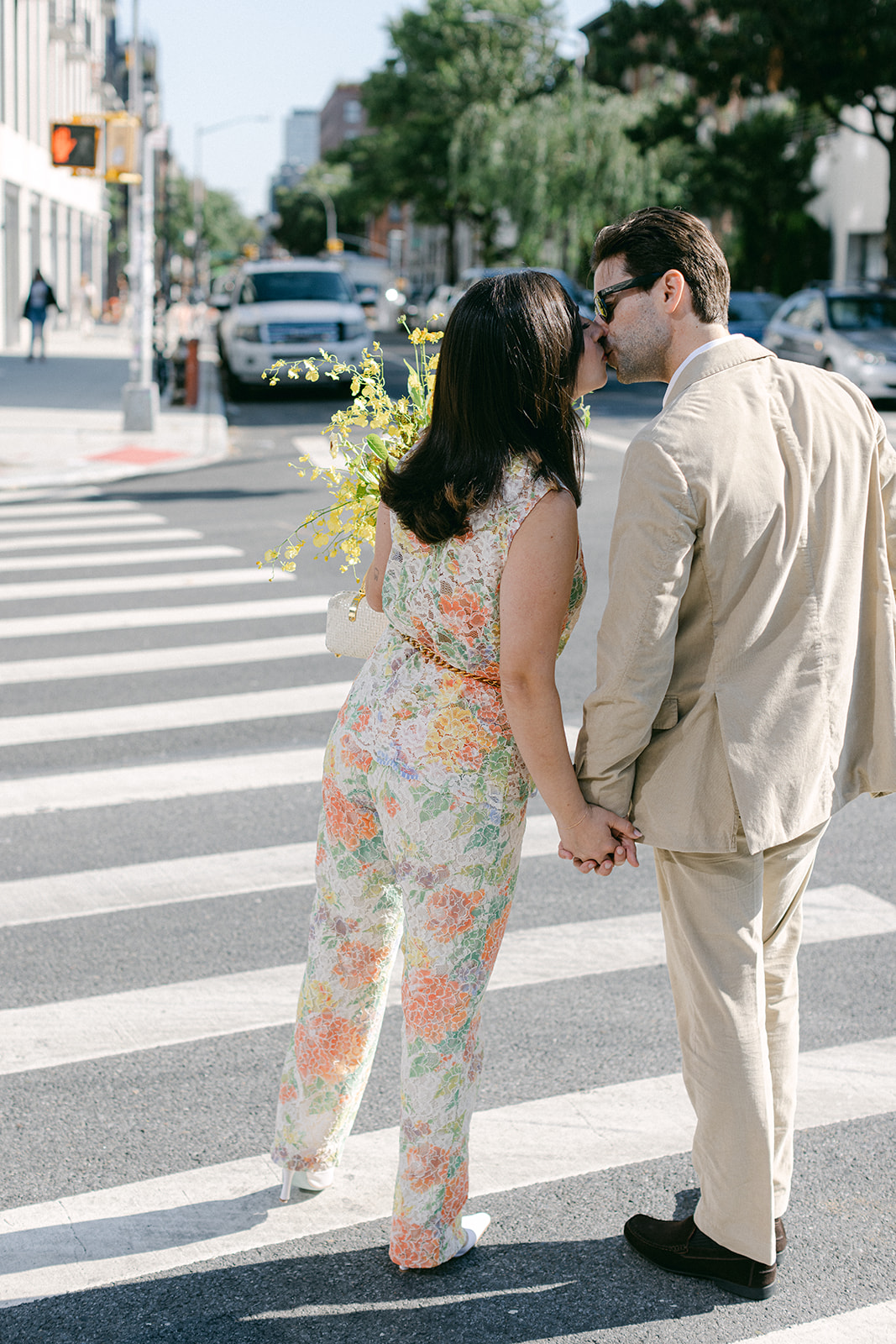 Bride and groom portraits after their European inspired elopement in NYC