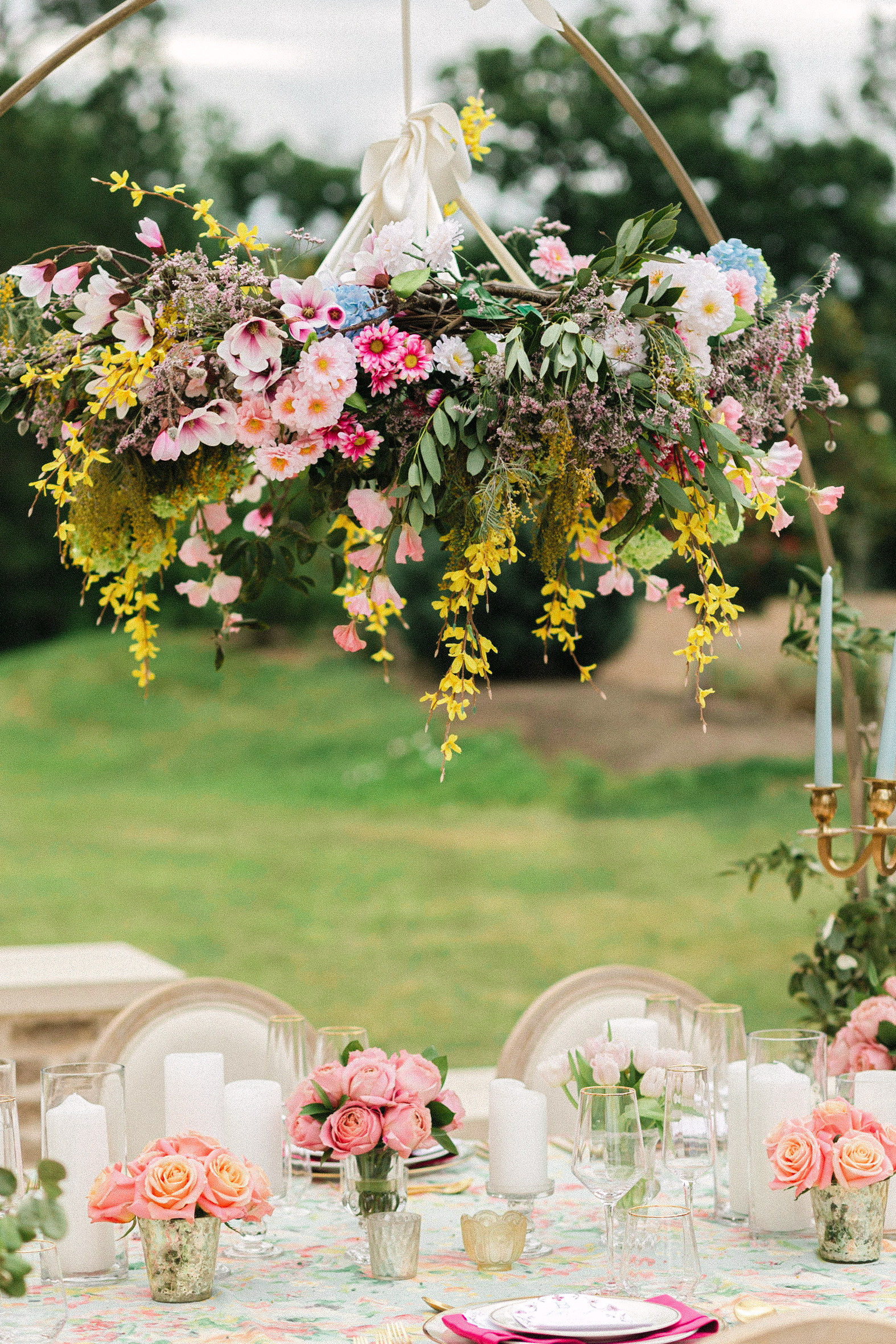 Colorful wedding tablescape