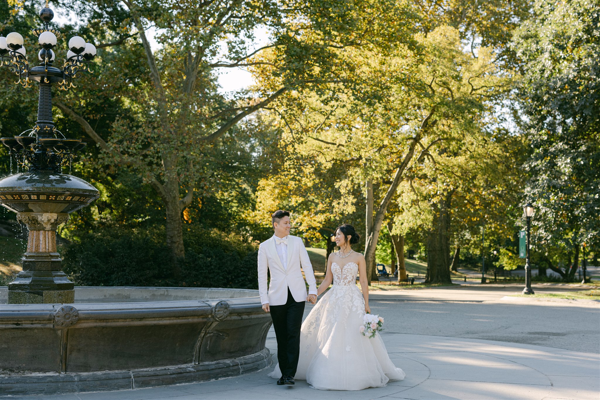 Wedding photos at the bethesda fountain in NYC