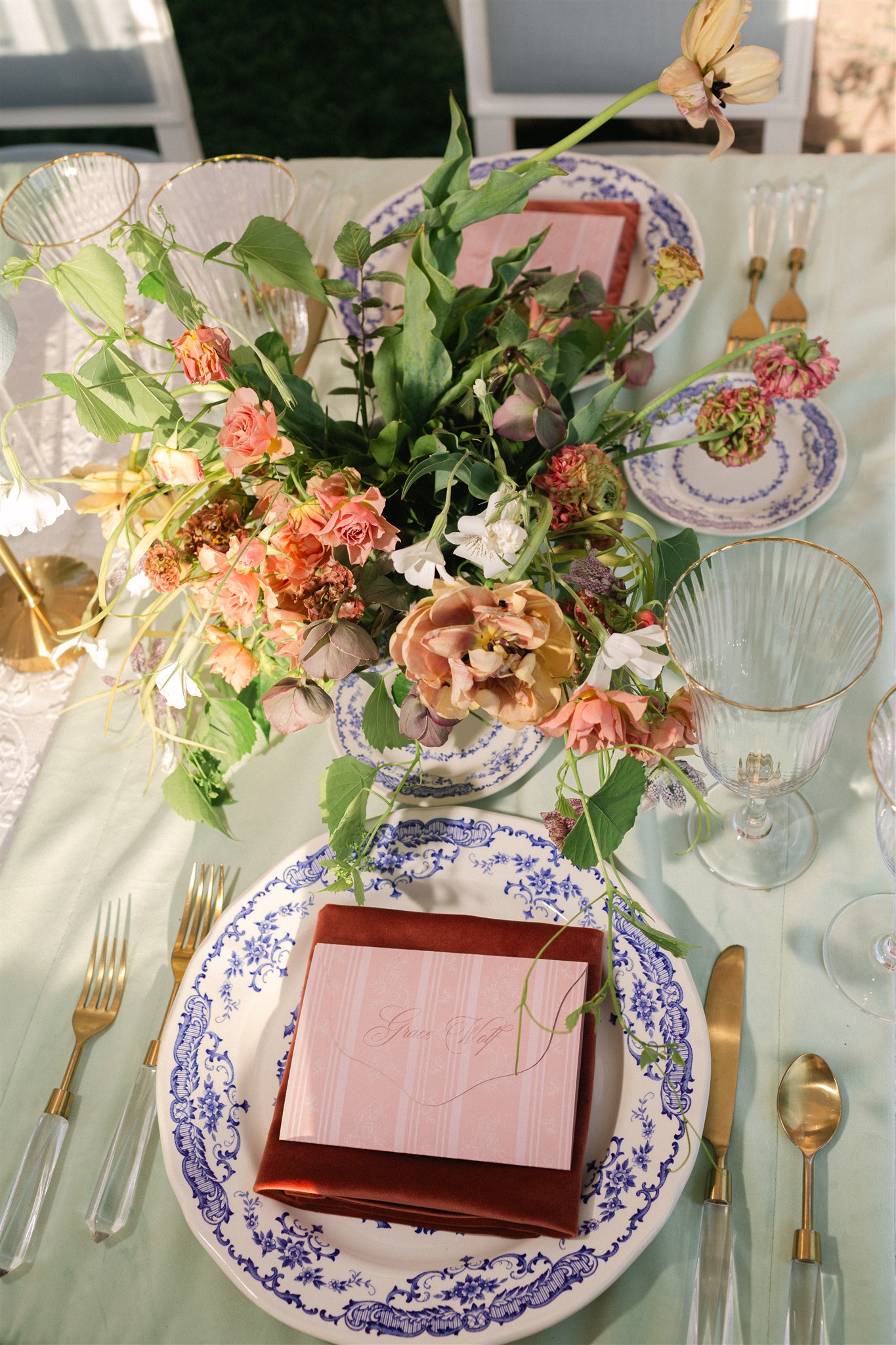 wedding floral arrangements for a garden wedding at the arboretum