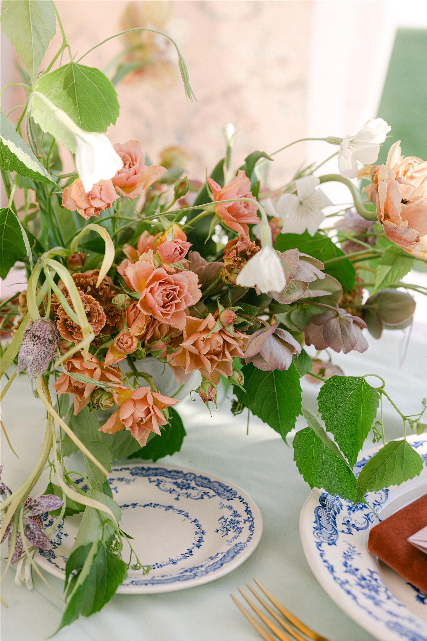 wedding floral arrangements for a garden wedding at the arboretum