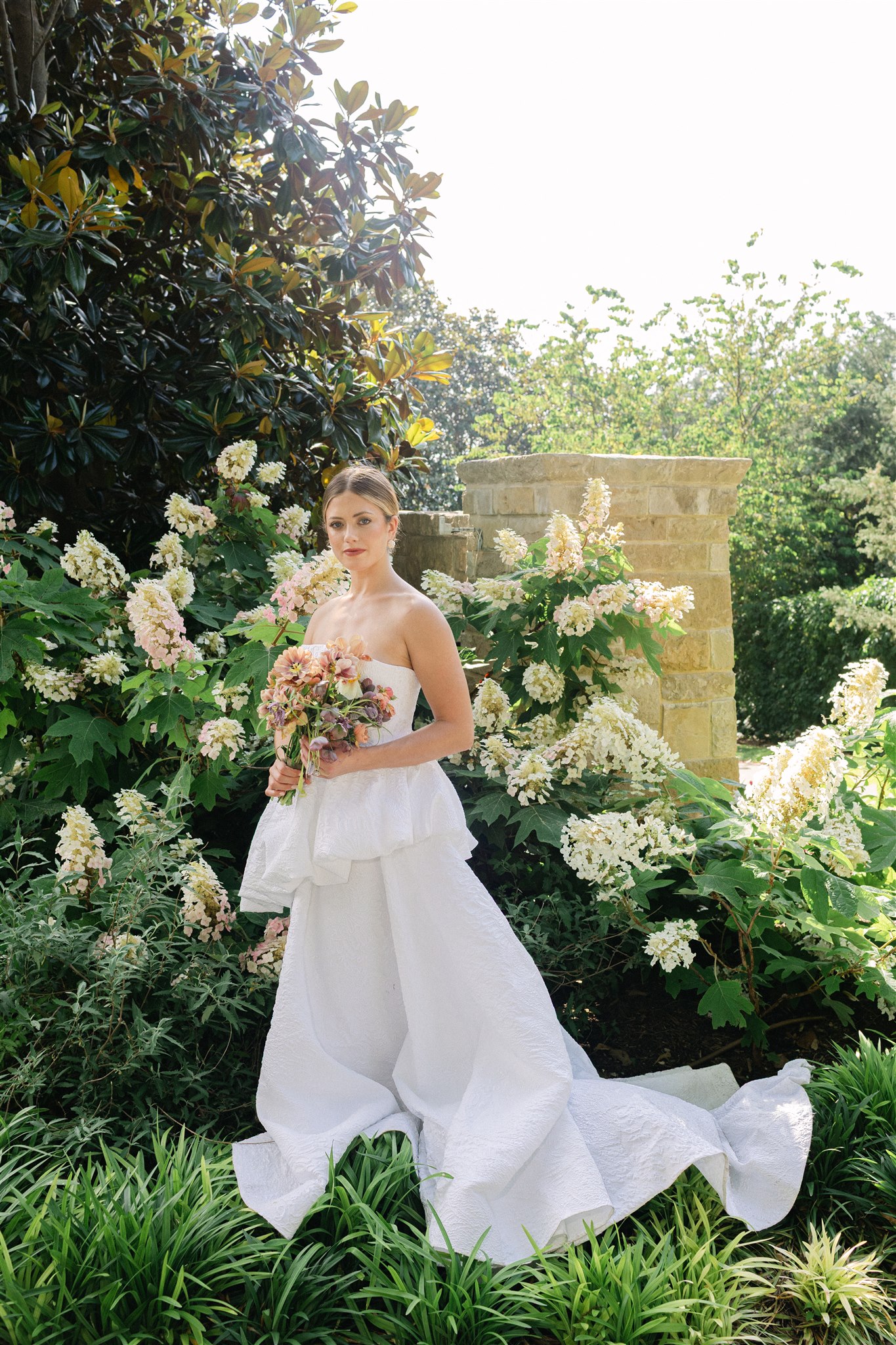 bridal portraits in flowers at the dallas arboretum
