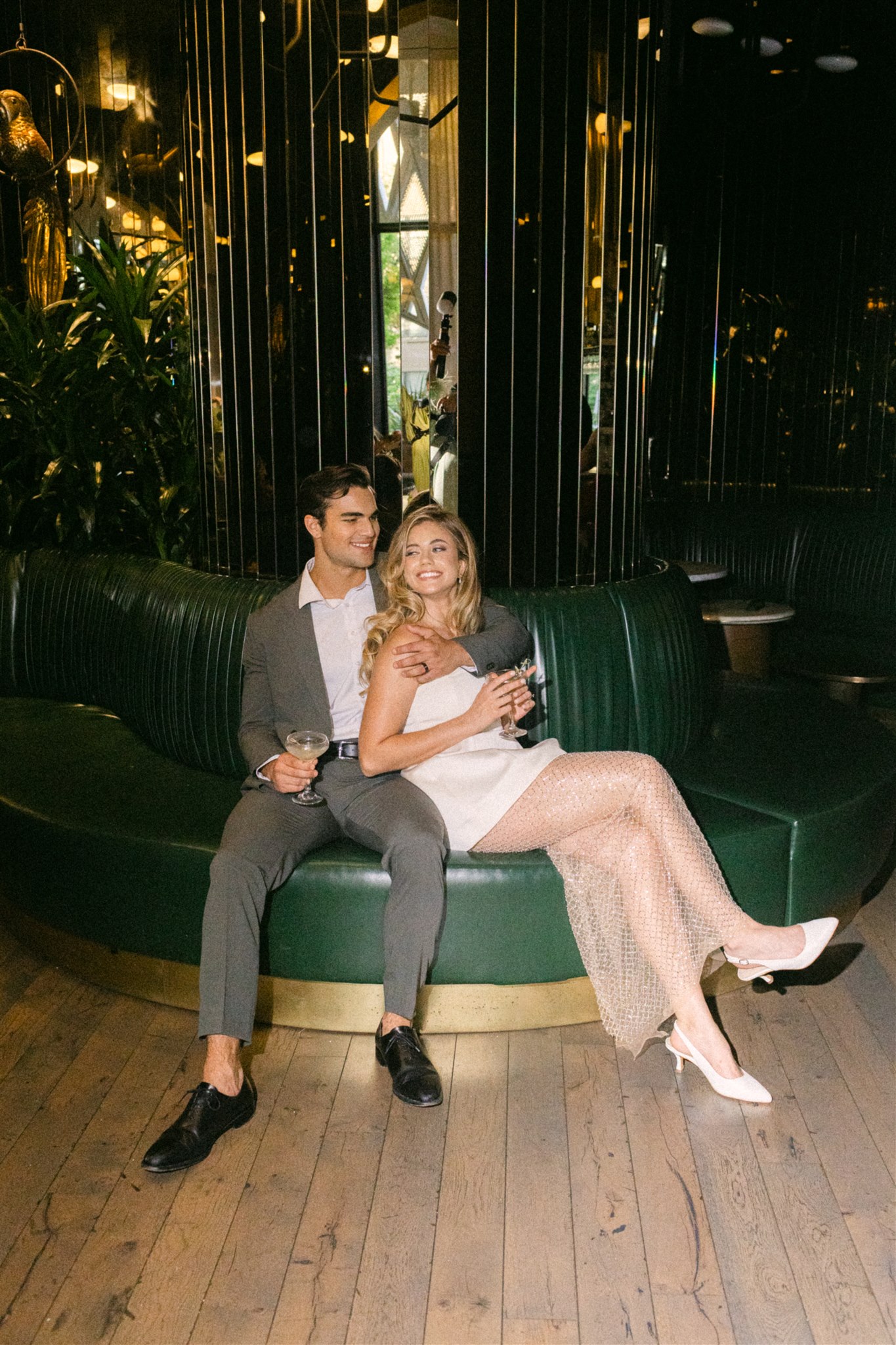 Moody editorial couples photos at a rehearsal dinner at the virgin hotels dallas