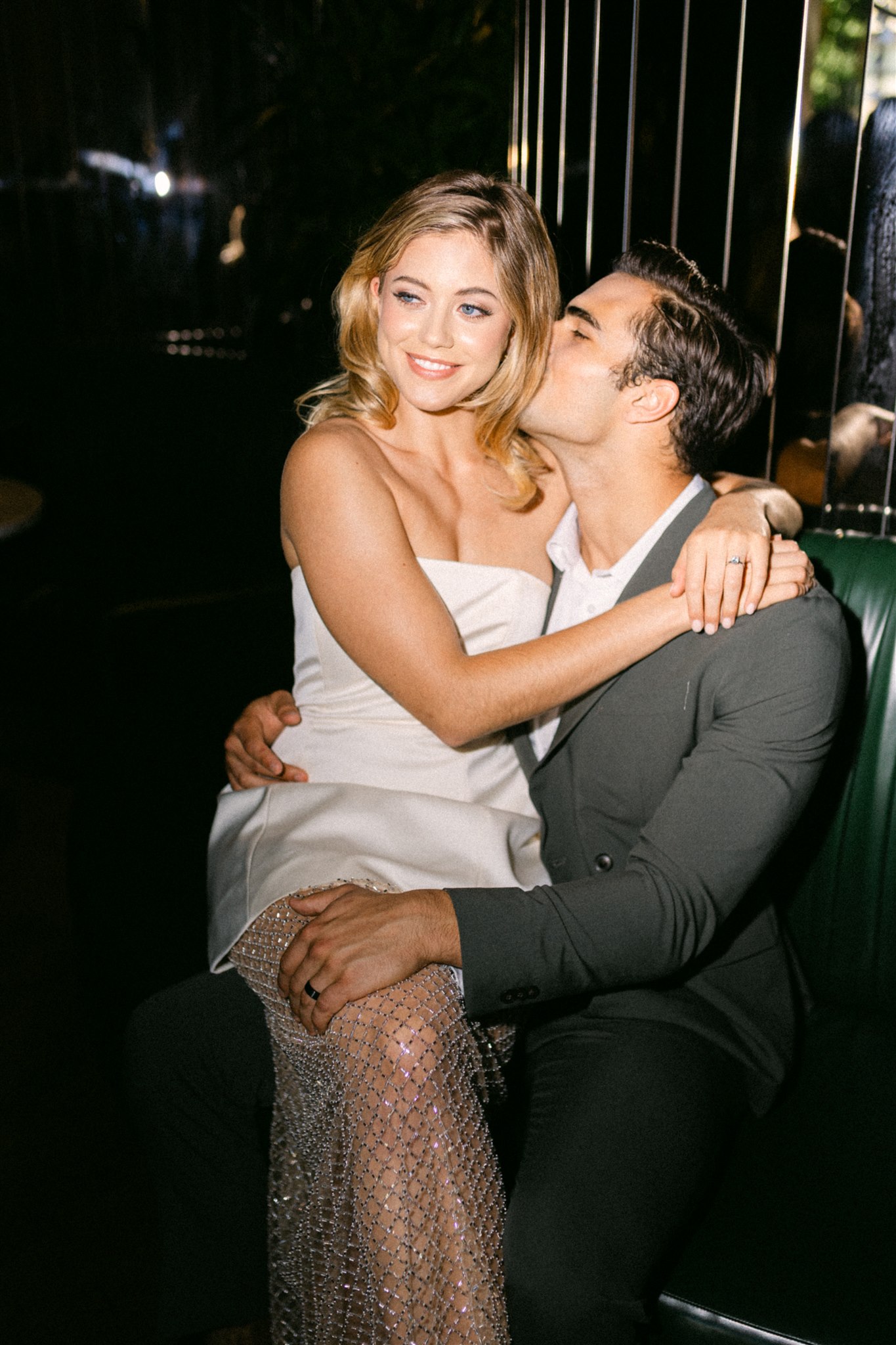Moody editorial couples photos at a rehearsal dinner at the virgin hotels dallas