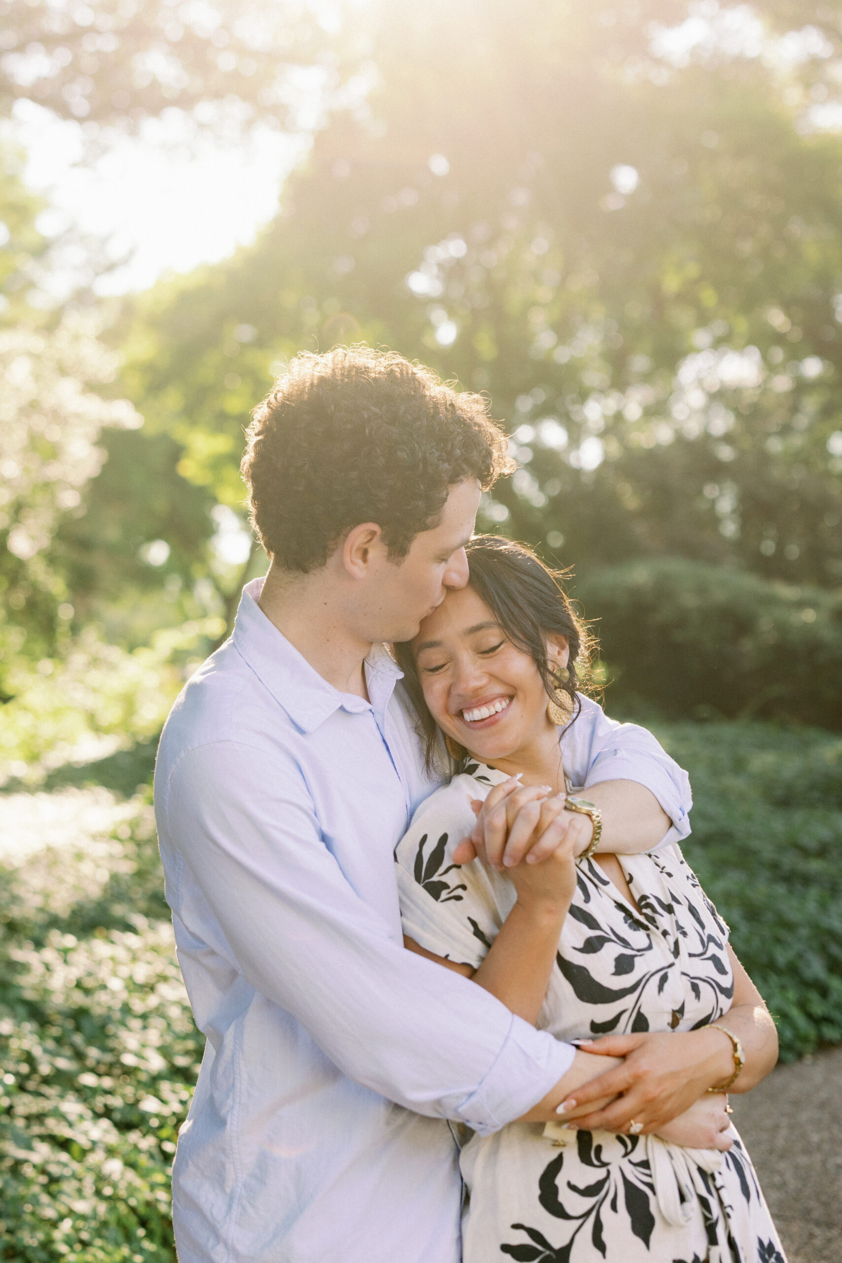 couples photos post dallas proposal at texas discovery gardens