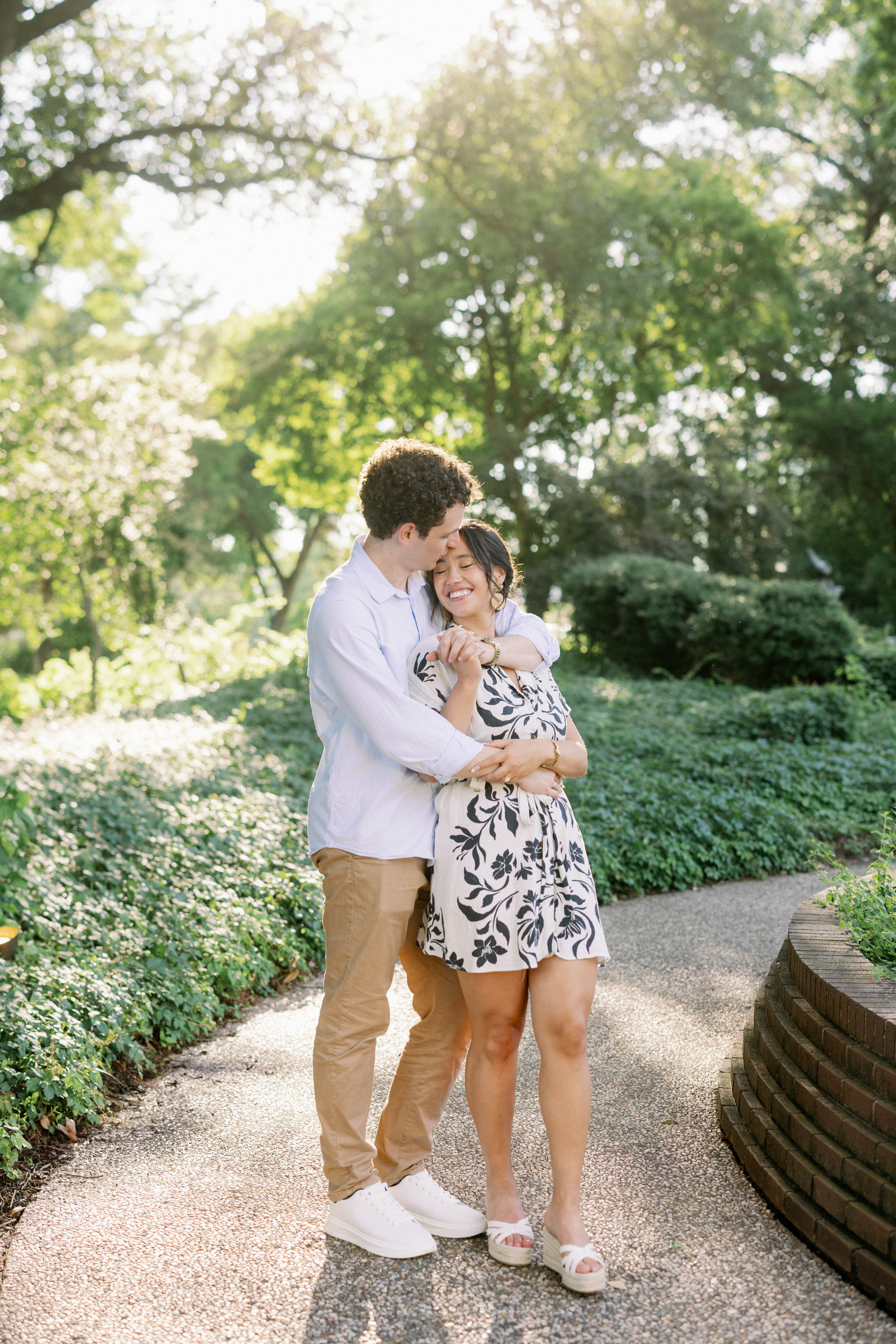 couples photos post dallas proposal at texas discovery gardens
