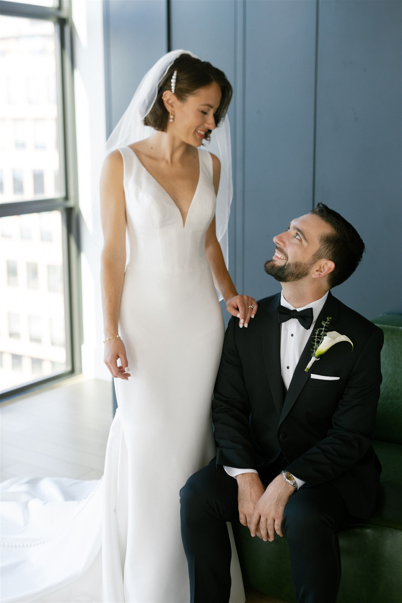 bride and groom portraits at the wythe hotel in brooklyn nyc