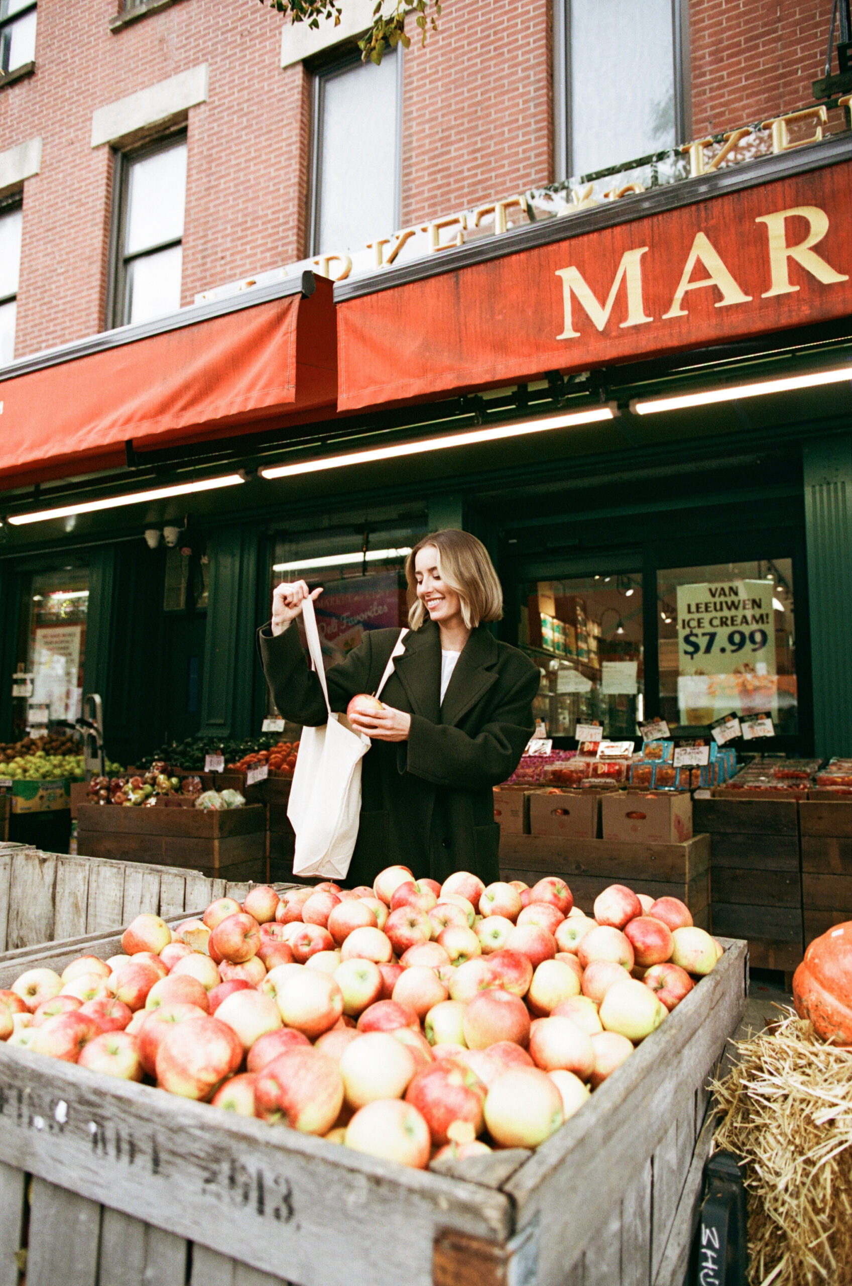a nutritionist picking out apples