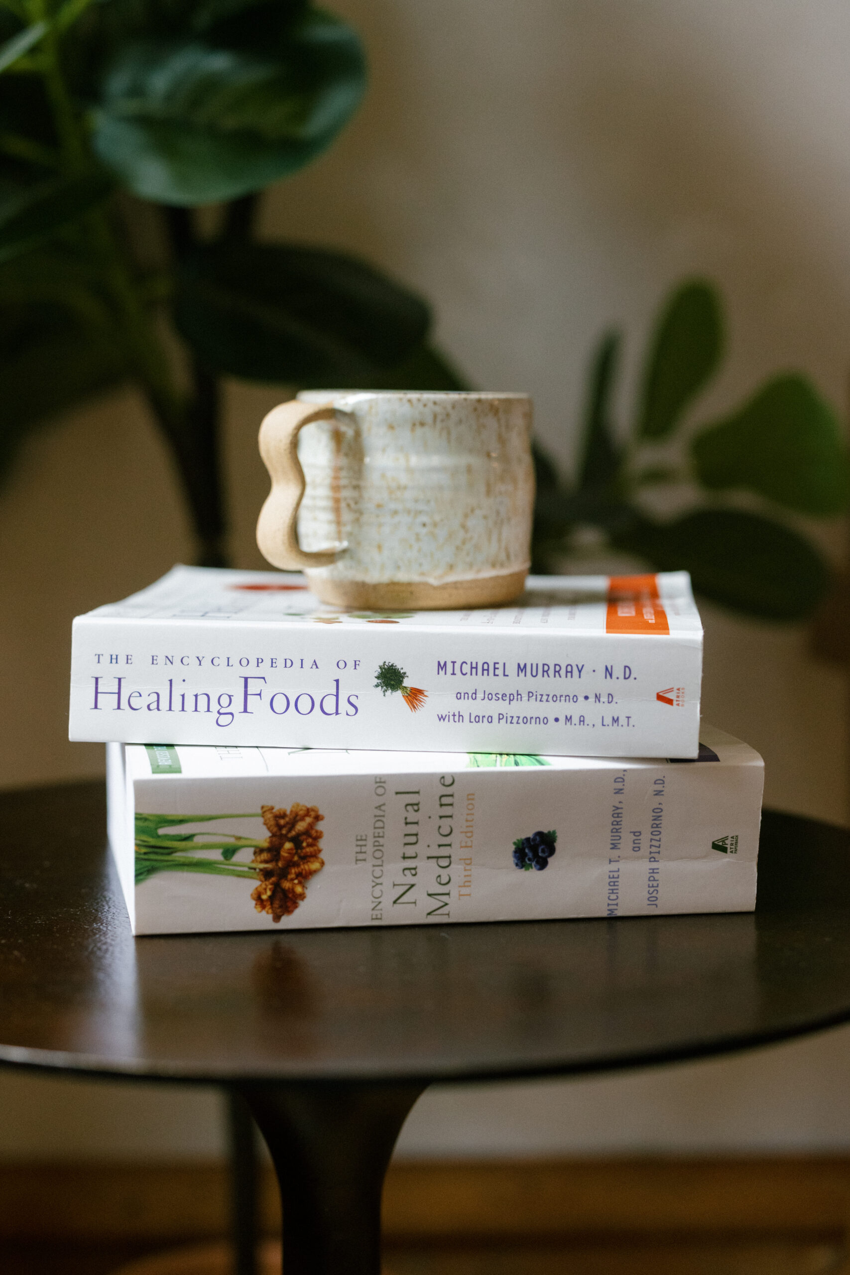 nutritionist books with a mug on top