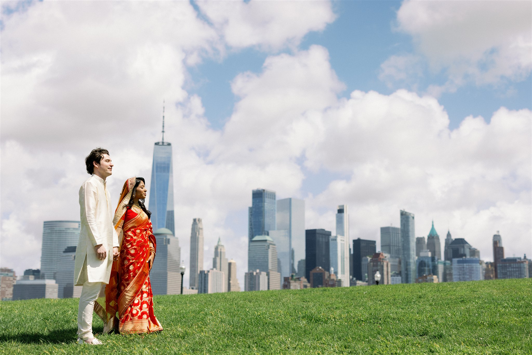 Bride and groom portraits before their Indian fusion wedding