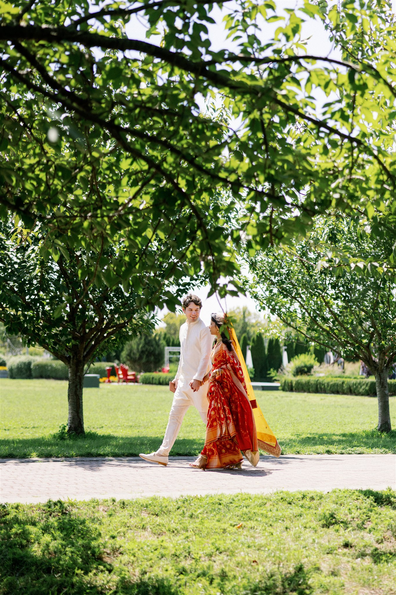 Bride and groom portraits before their Indian fusion wedding