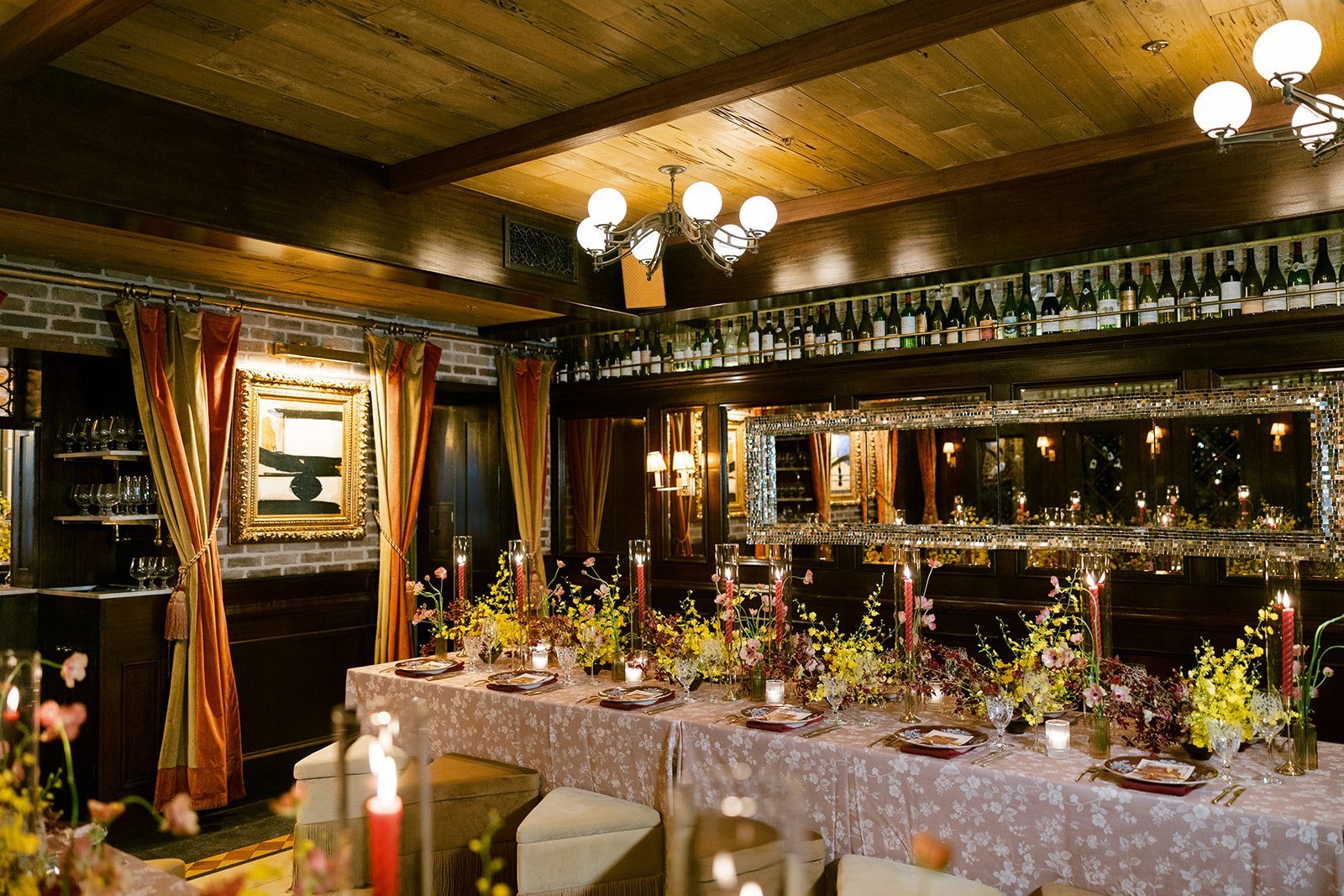 Welcome party table details for a wedding at Hotel Chelsea in Mahattan