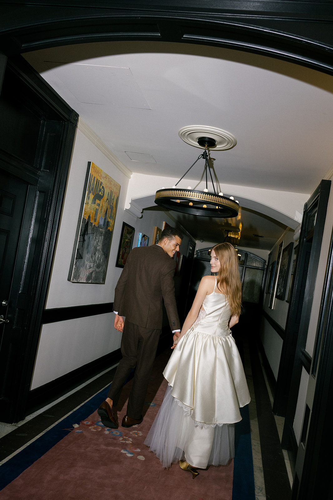 Bride and groom portraits before their rehearsal dinner begins at Hotel Chelsea in Manhattan