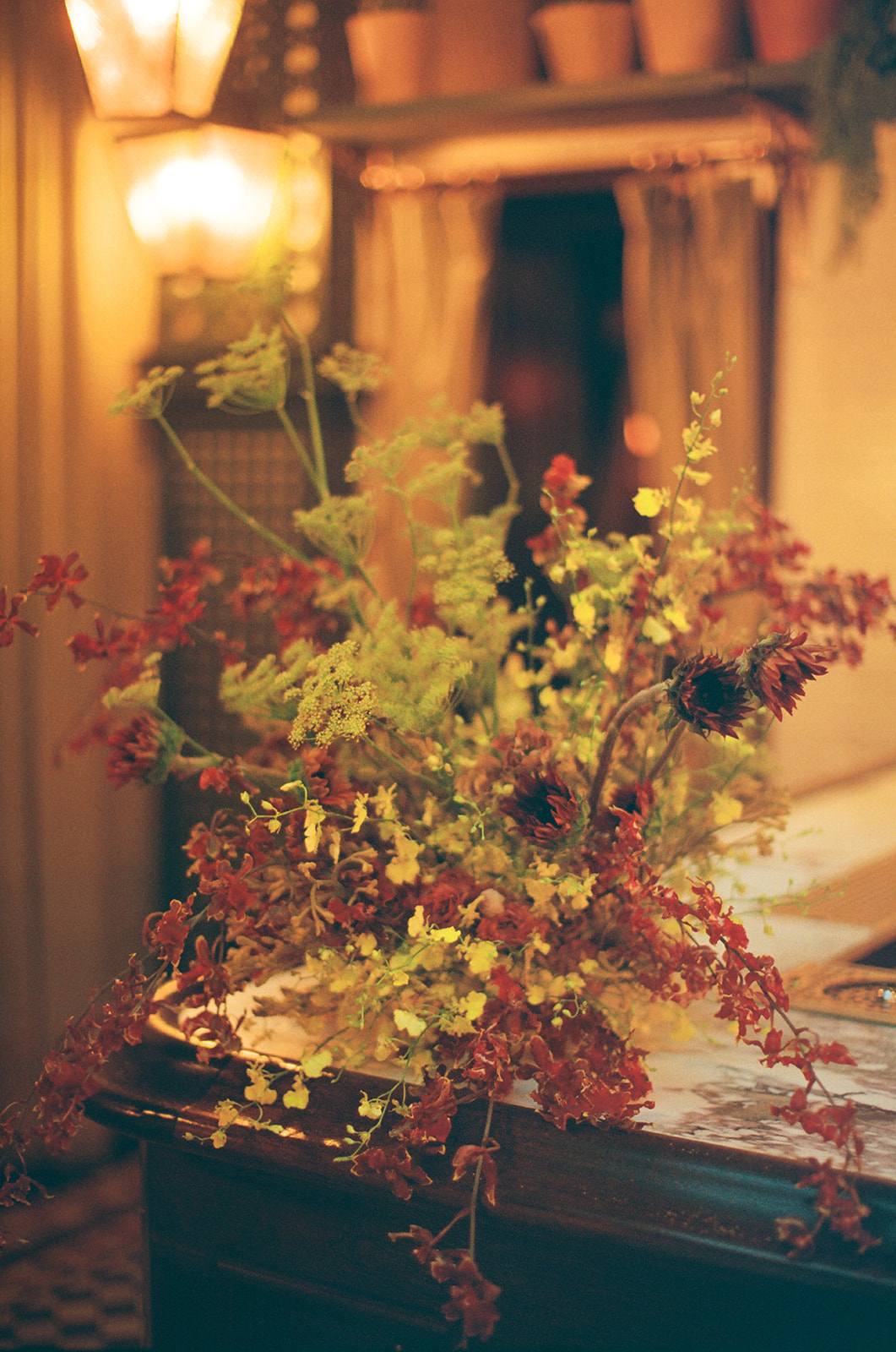 Welcome party table details for a wedding at Hotel Chelsea in Mahattan