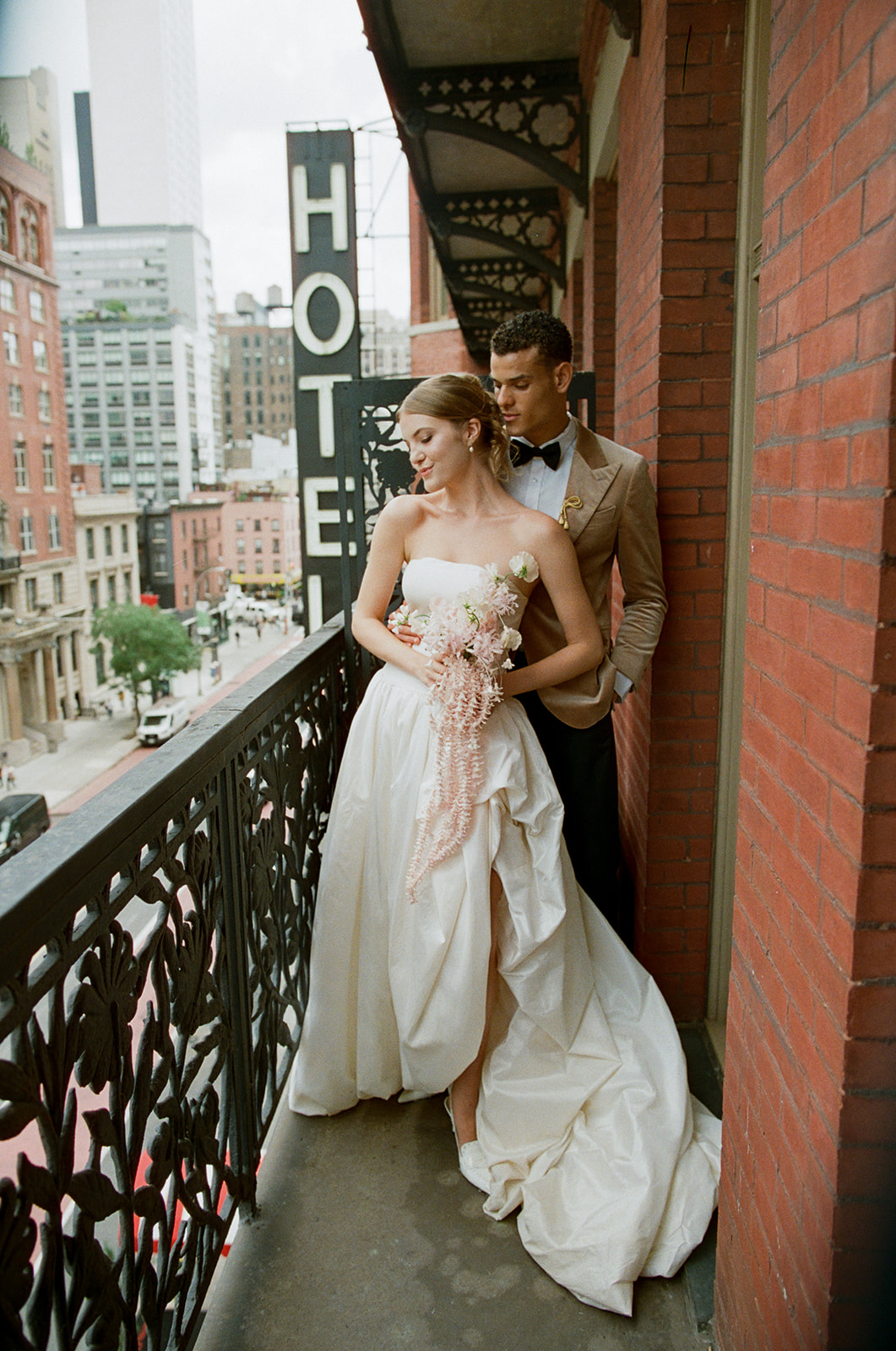 Editorial couples portraits for a wedding at Hotel Chelsea in Manhattan NYC