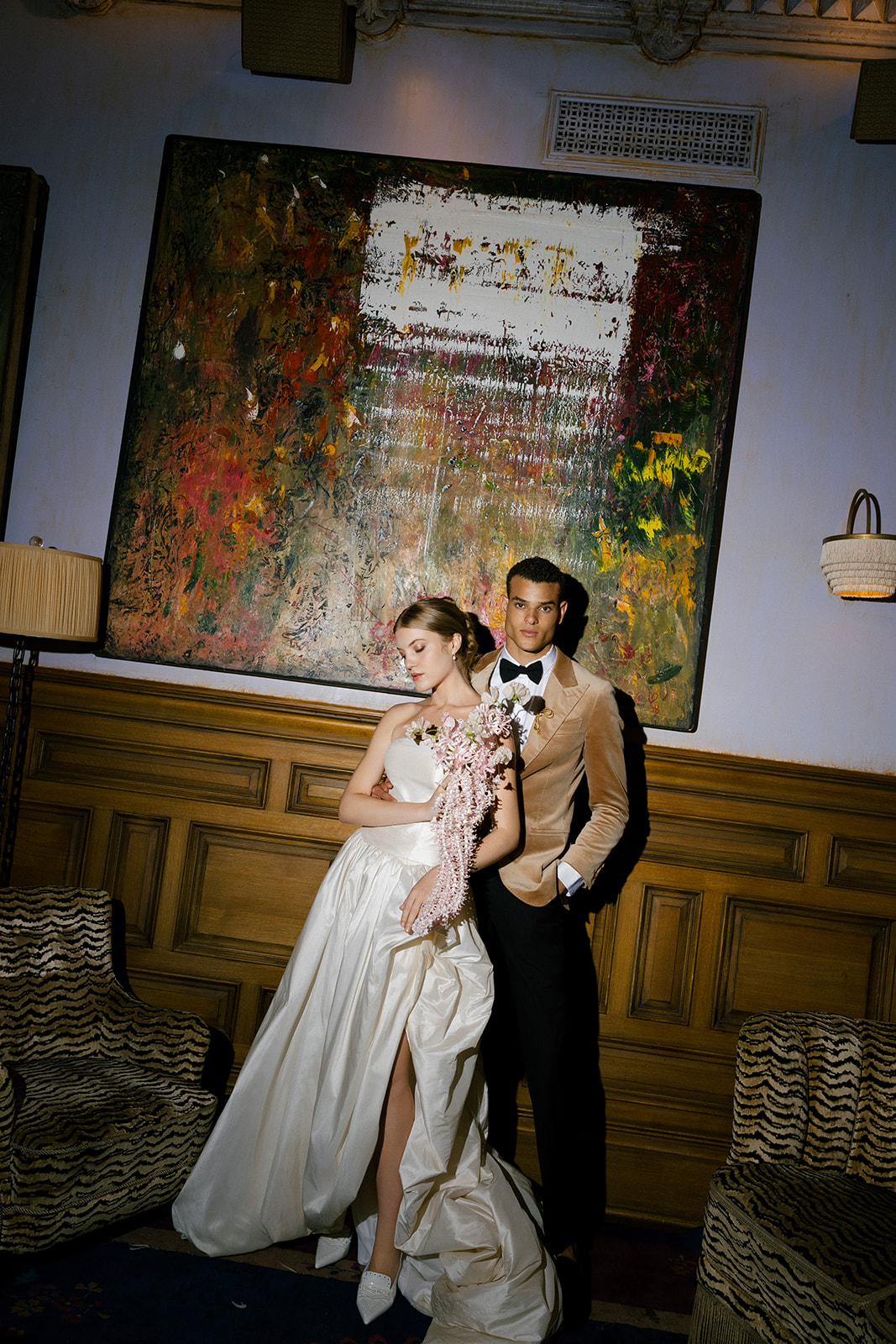 Editorial couples portraits for a wedding at Hotel Chelsea in Manhattan NYC