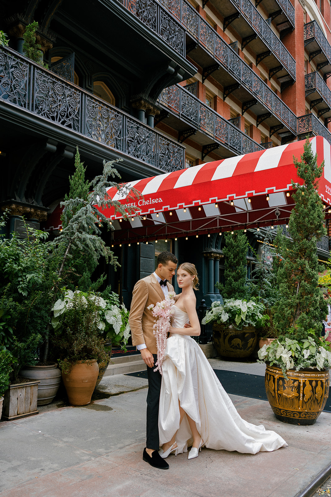 Editorial couples portraits for a wedding at Hotel Chelsea in Manhattan NYC