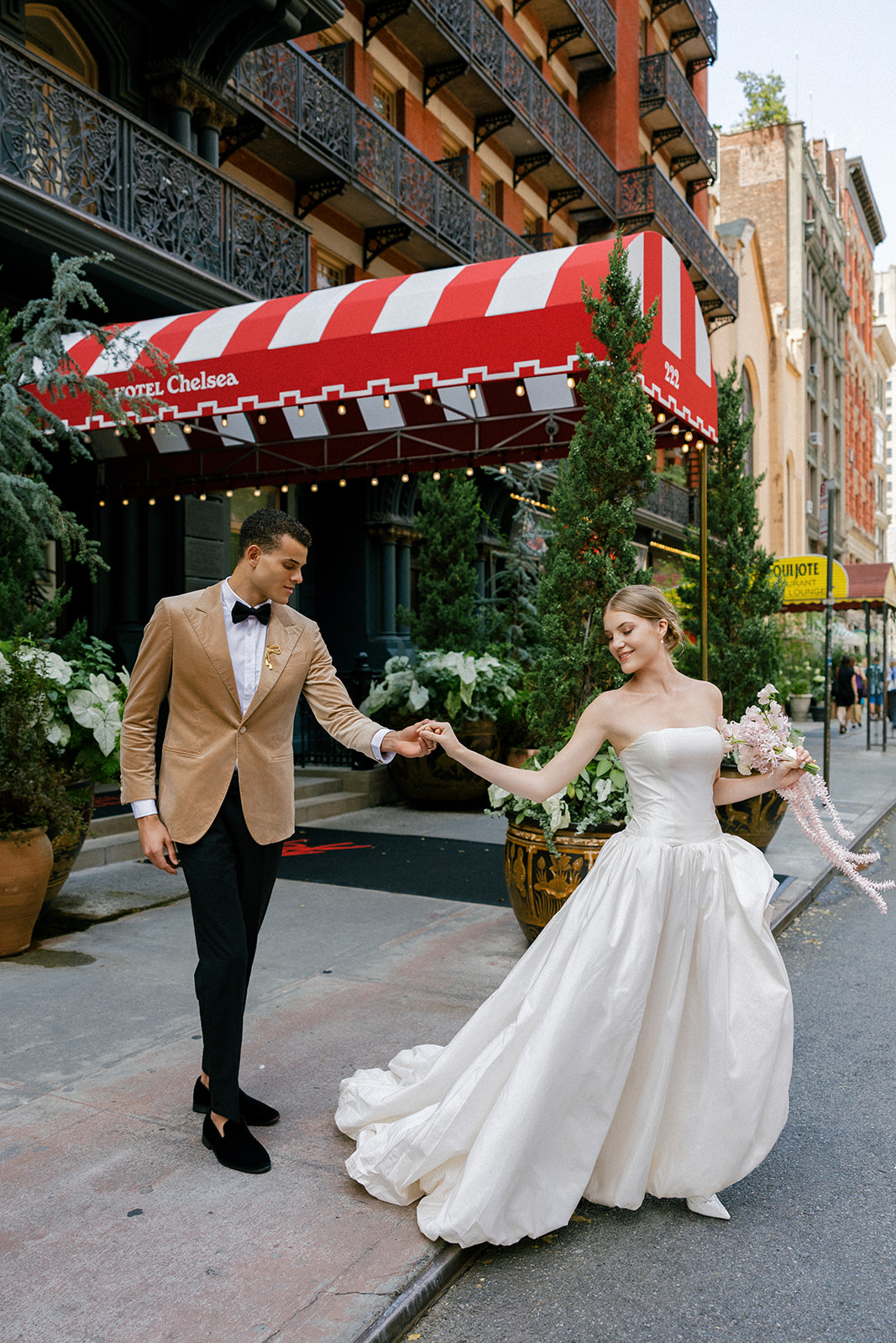 Editorial couples portraits for a wedding at Hotel Chelsea in Manhattan NYC