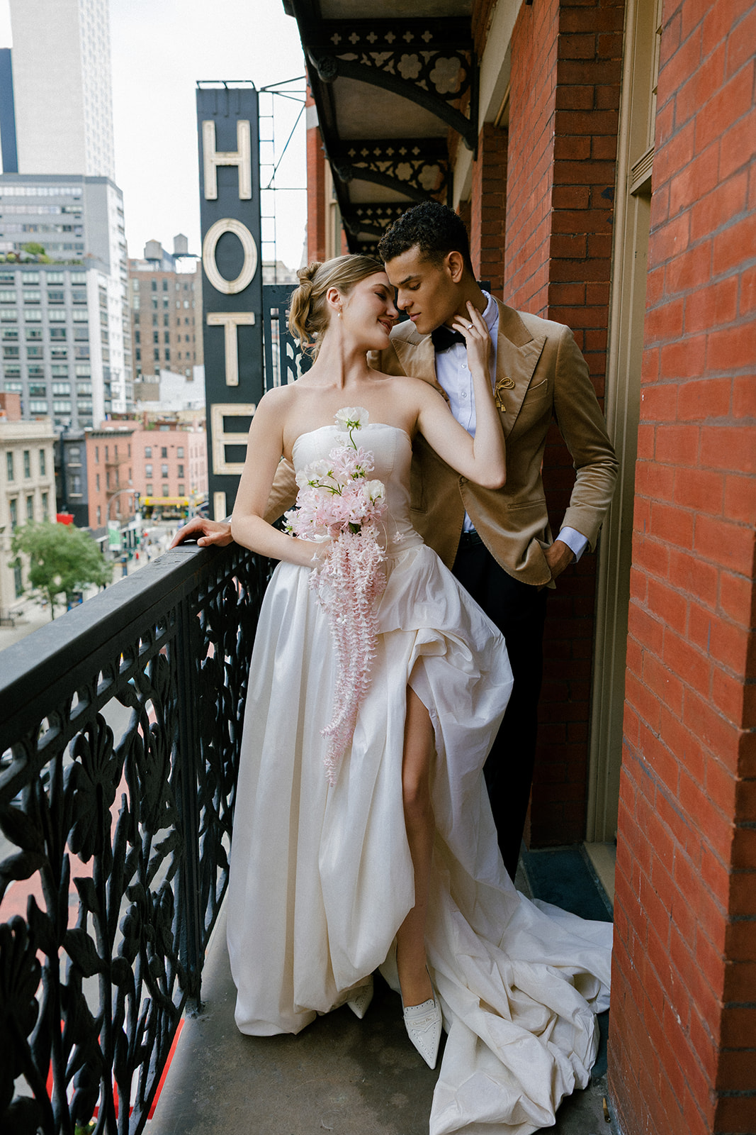 Editorial couples portraits for a wedding at Hotel Chelsea in Manhattan NYC