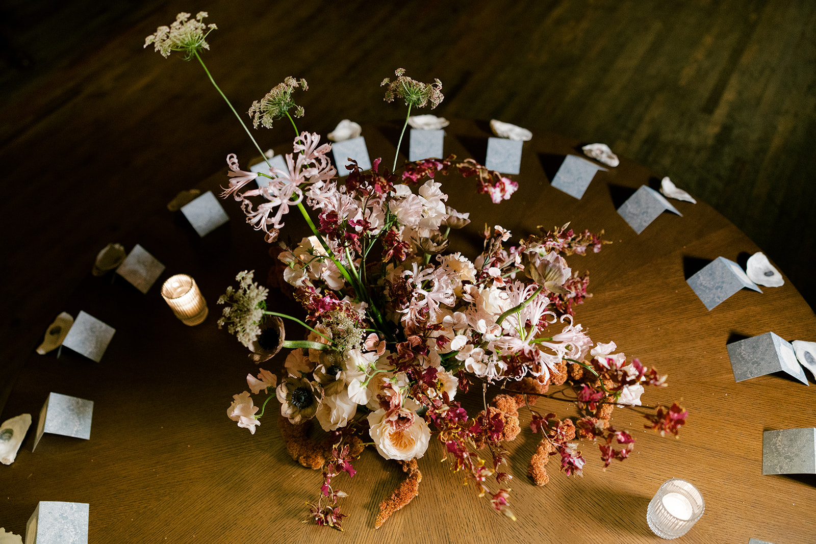 Luxury wedding florals for a wedding reception at Hotel Chelsea in Manhattan New York
