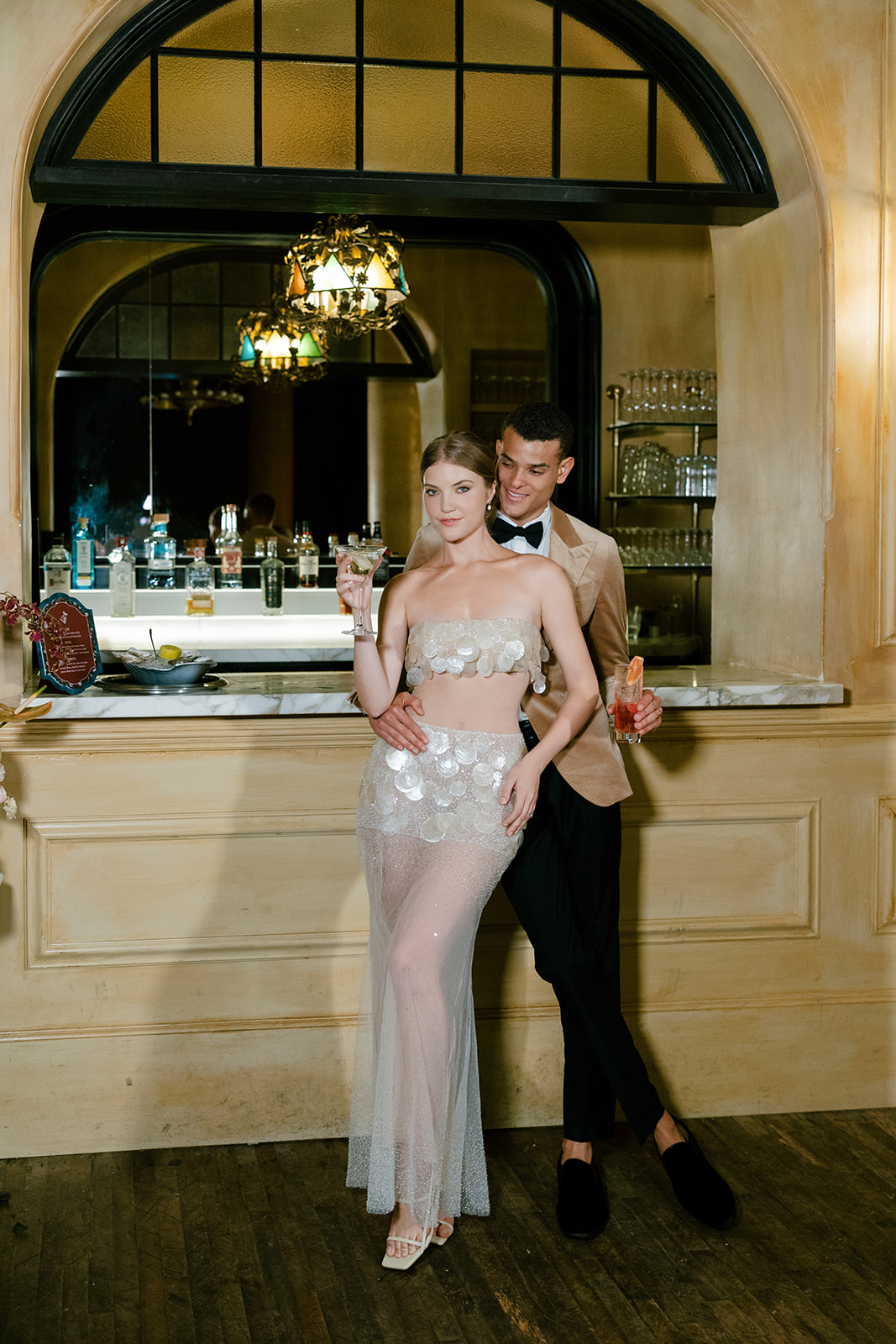 Wedding reception mermaid inspired second look for the bride at her Hotel Chelsea wedding in NYC